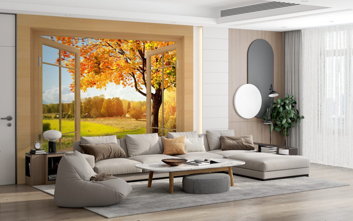 Фотошпалери осінній вид з вікна