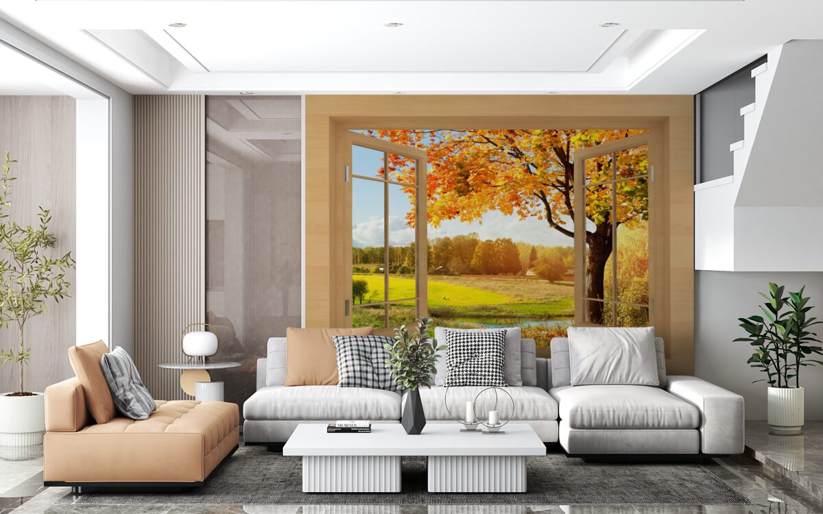 Фотошпалери осінній вид з вікна