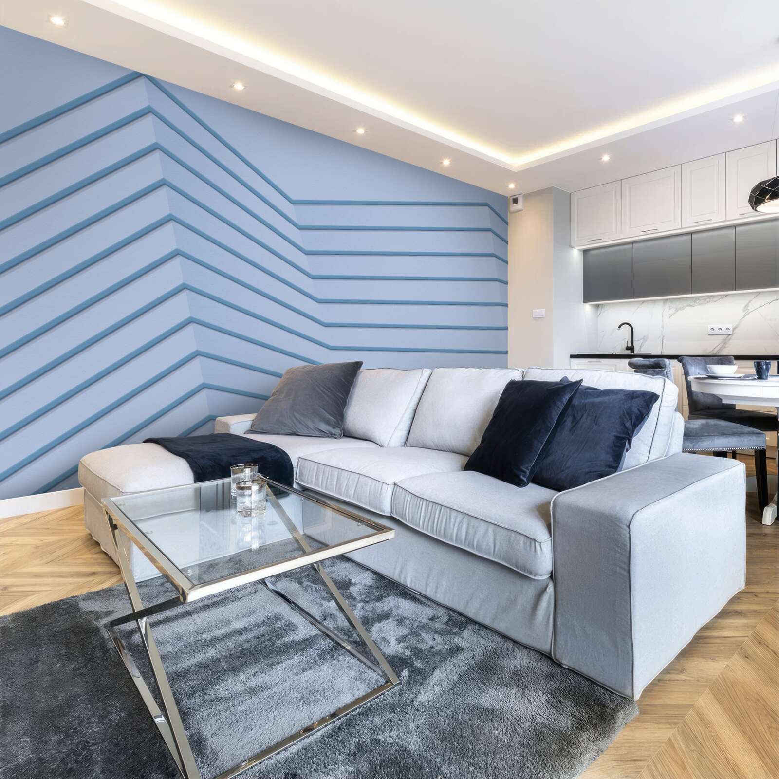 Фотошпалери сині лінії - абстрактні