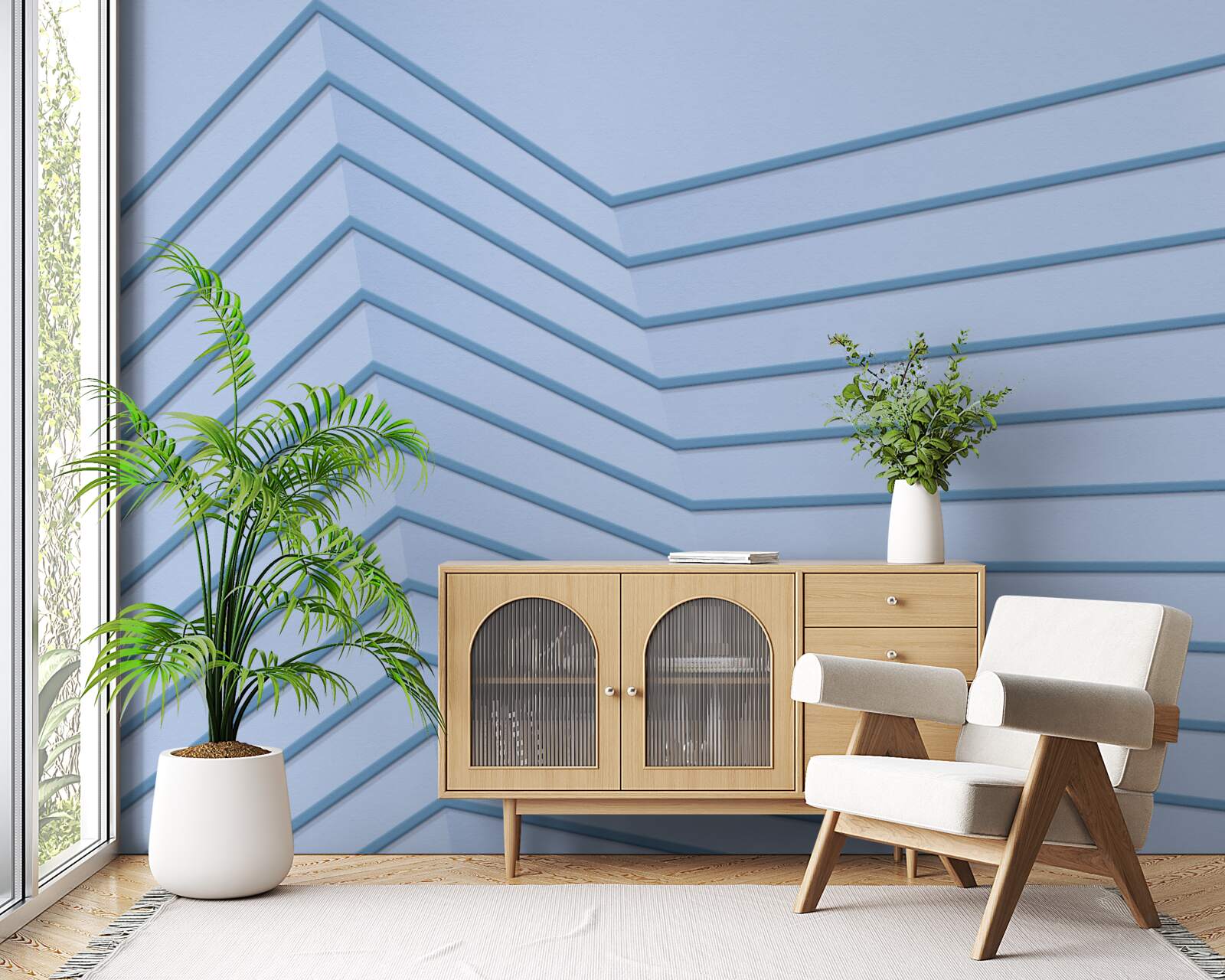 Фотошпалери сині лінії - абстрактні