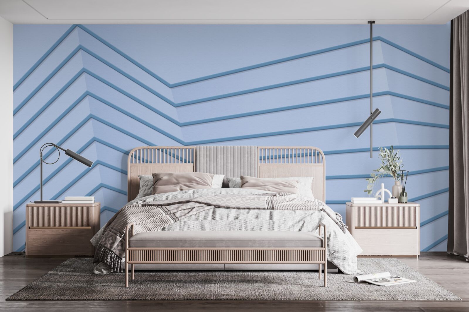 Фотошпалери сині лінії - абстрактні