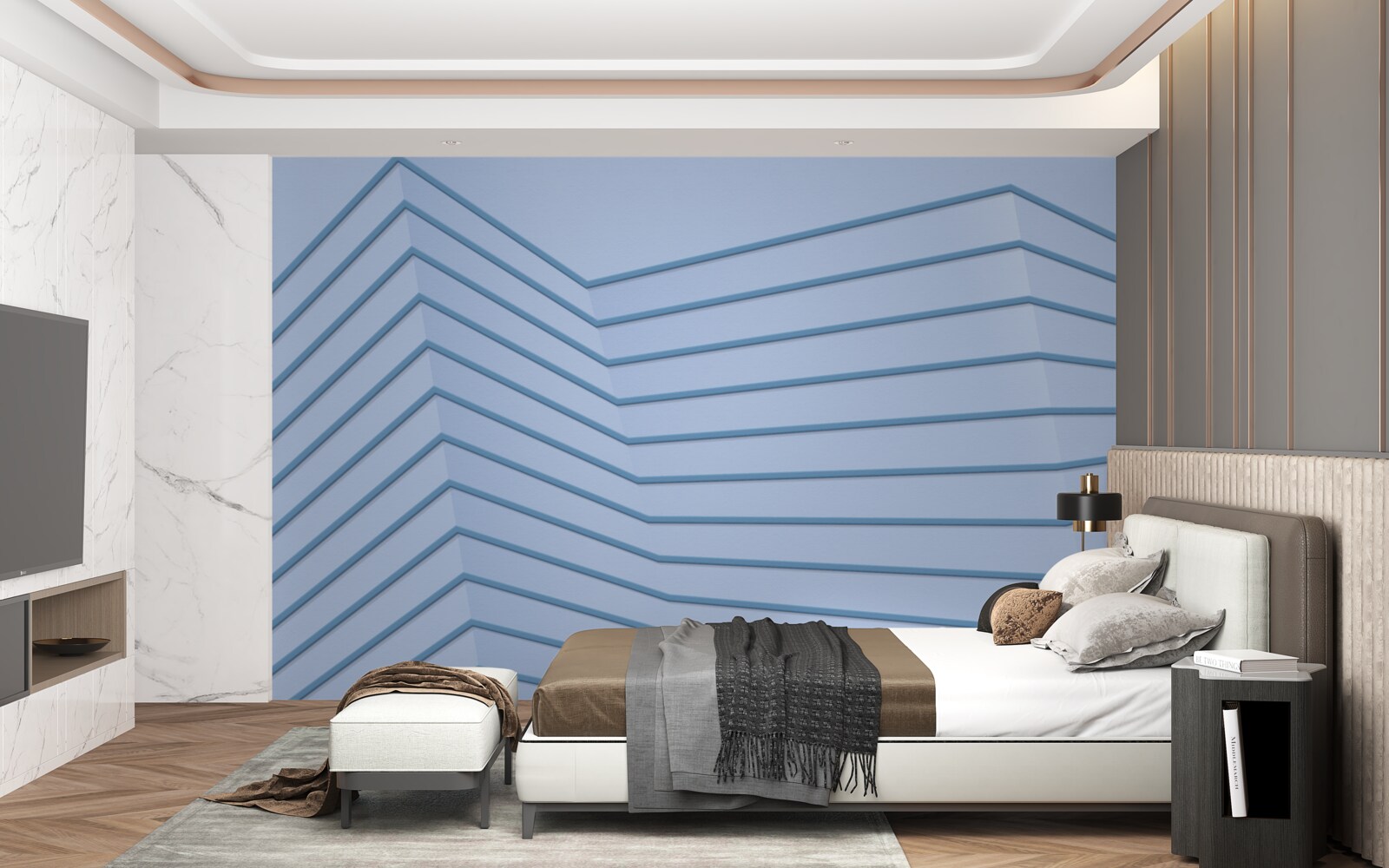 Фотошпалери сині лінії - абстрактні