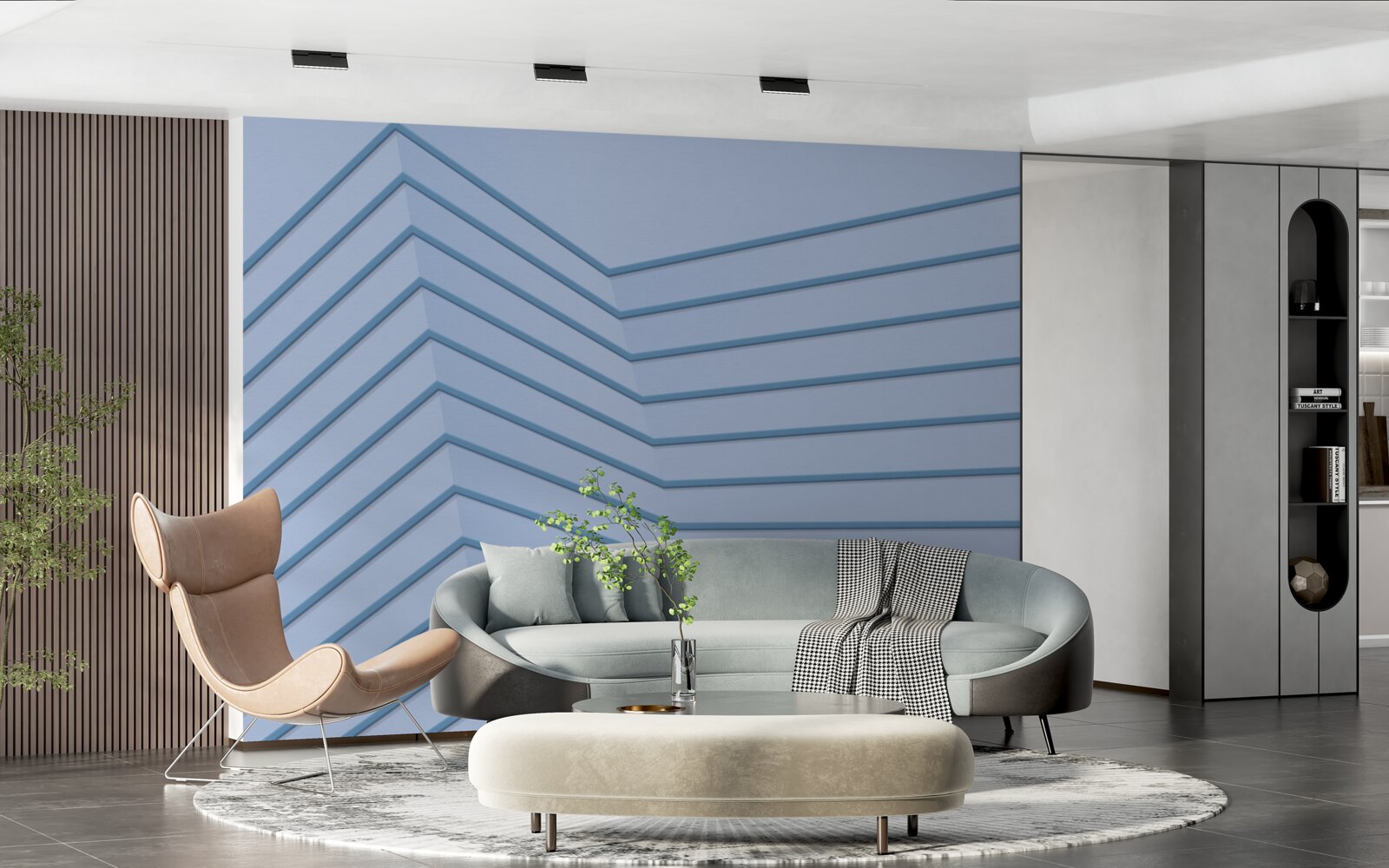 Фотошпалери сині лінії - абстрактні