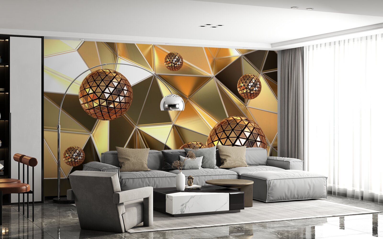 Фотошпалери 3d металеві кульки