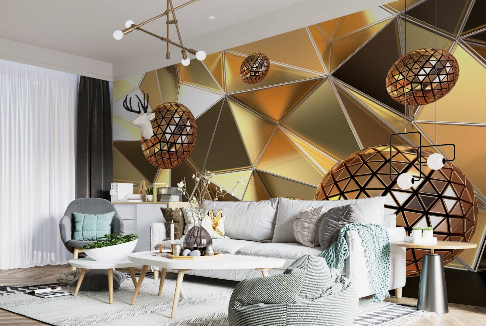 Фотошпалери 3d металеві кульки