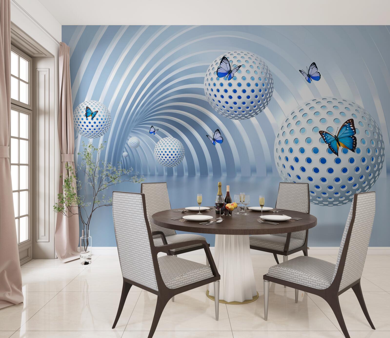 Фотошпалери кулі, що висять у повітрі всередині тунелю