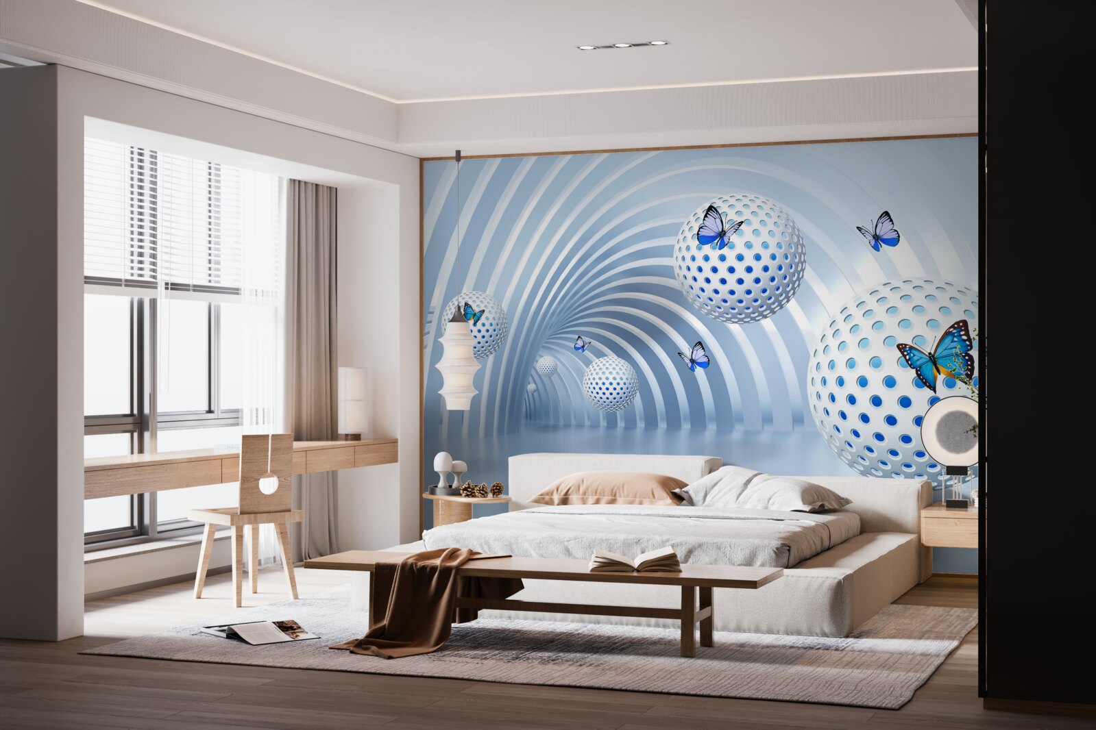 Фотошпалери кулі, що висять у повітрі всередині тунелю