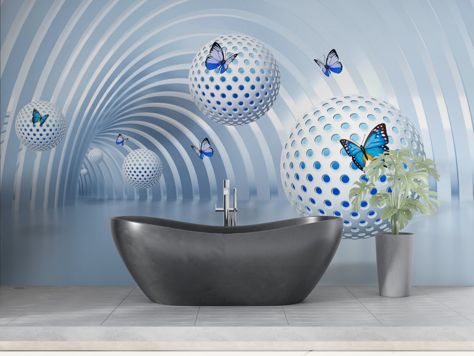 Фотошпалери кулі, що висять у повітрі всередині тунелю