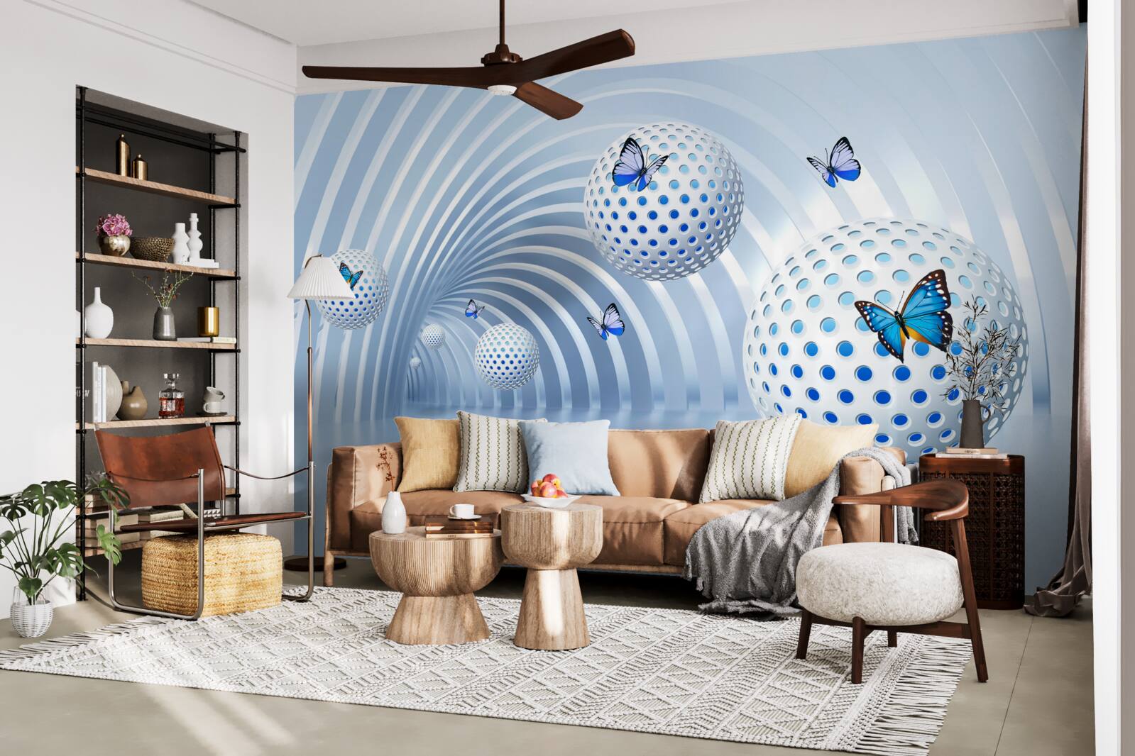 Фотошпалери кулі, що висять у повітрі всередині тунелю