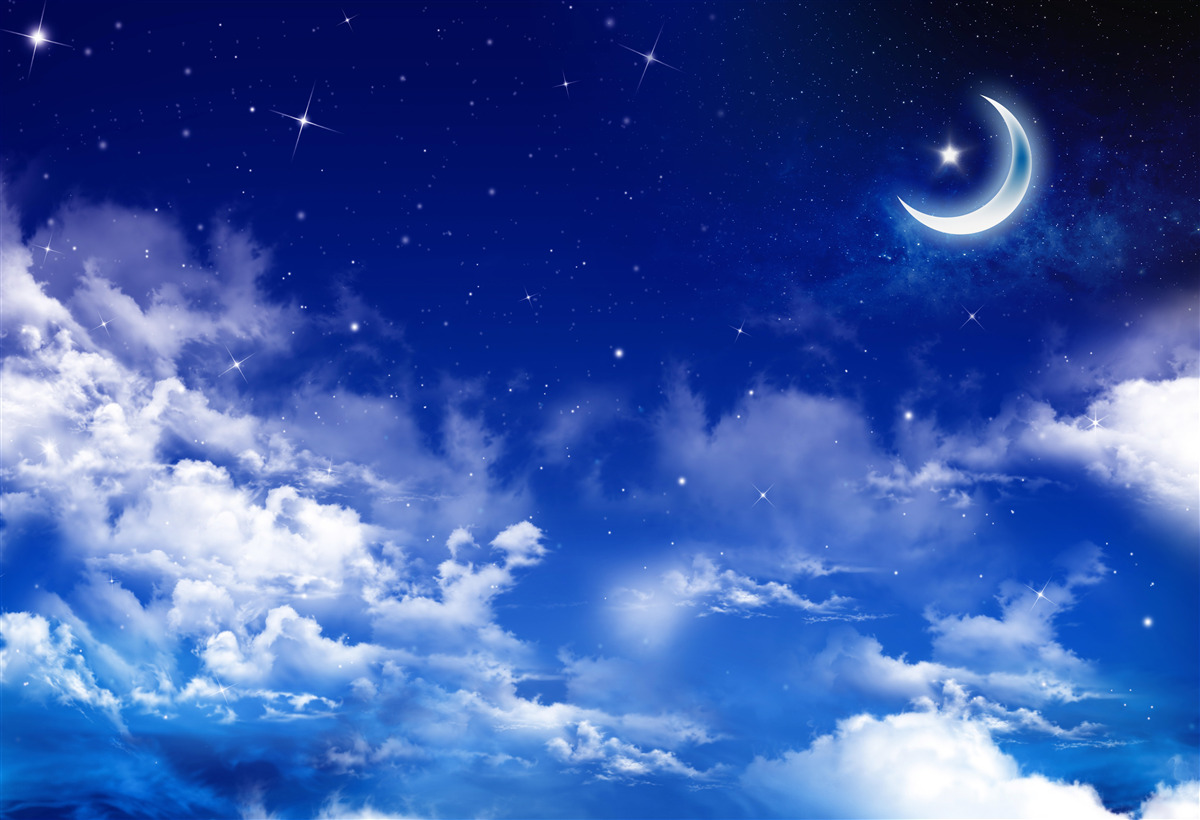 Фотошпалери ніч під місяцем і мерехтливими зірками