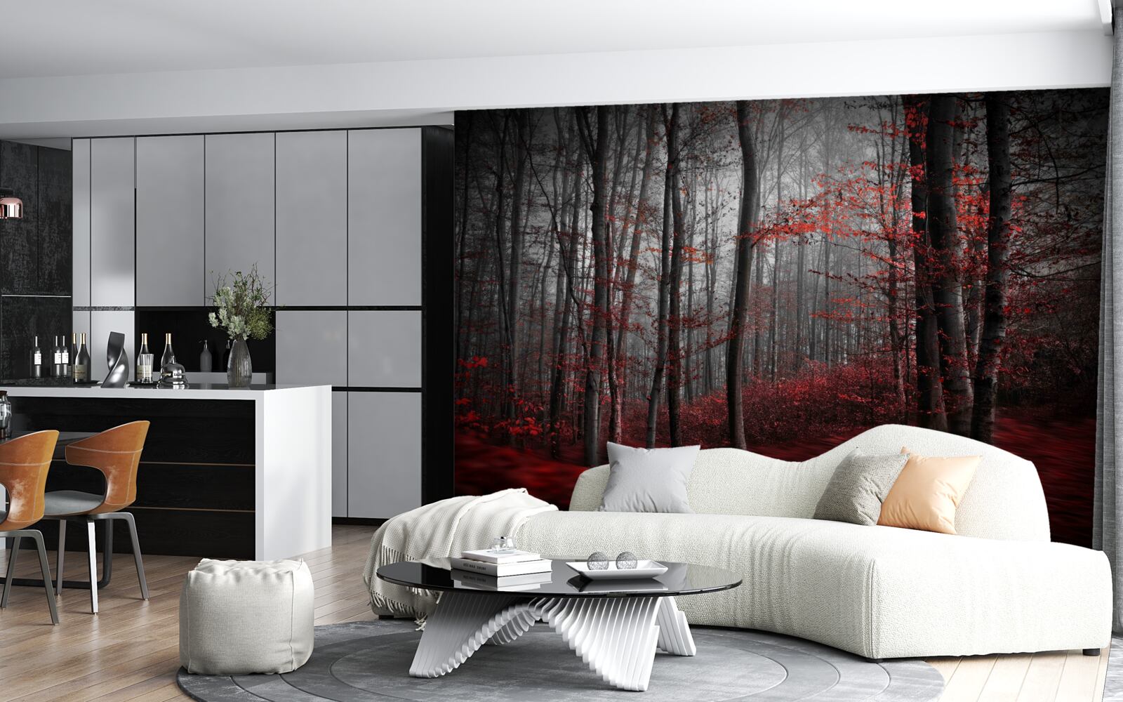 Фотошпалери осінній пейзаж під дощем