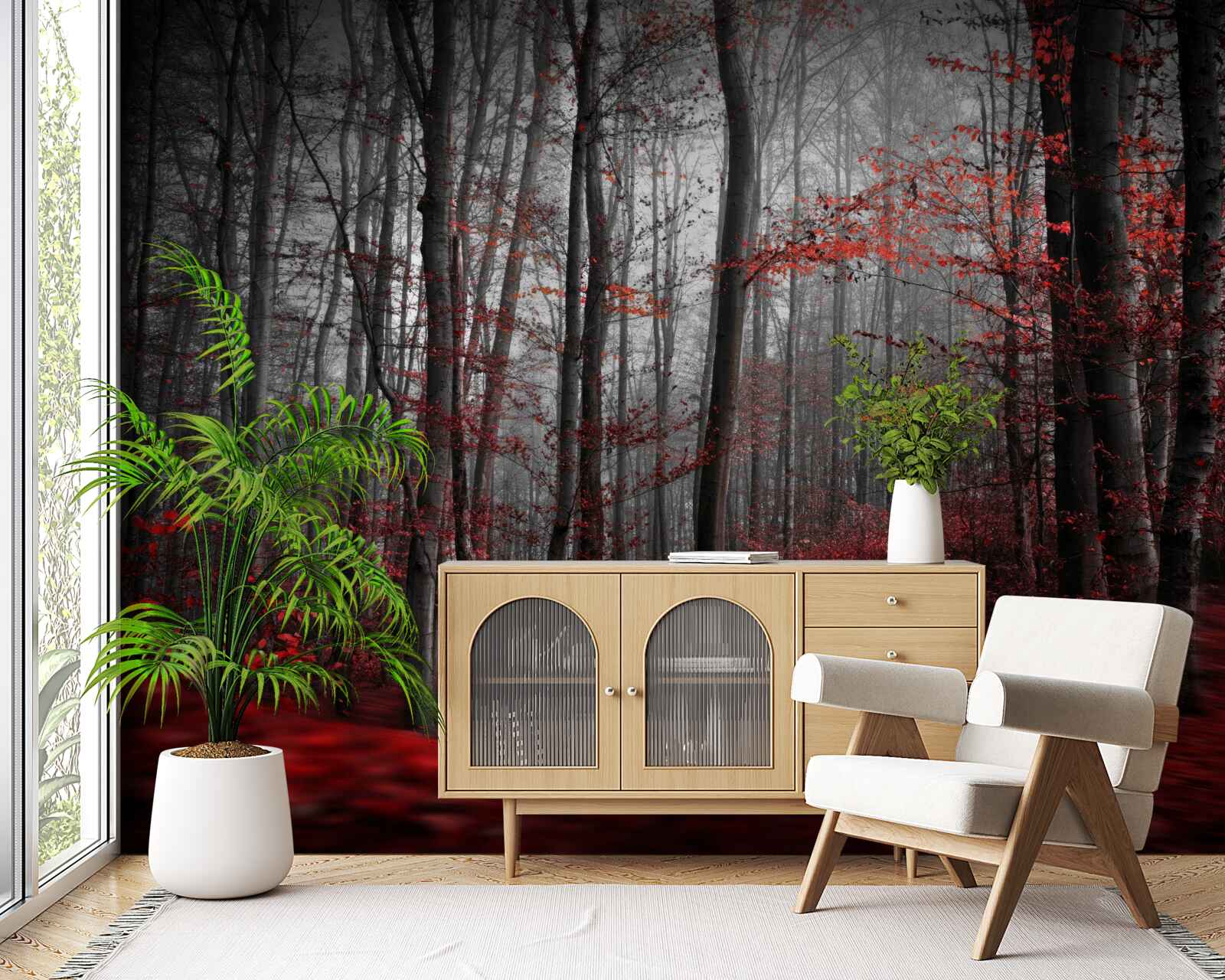 Фотошпалери осінній пейзаж під дощем