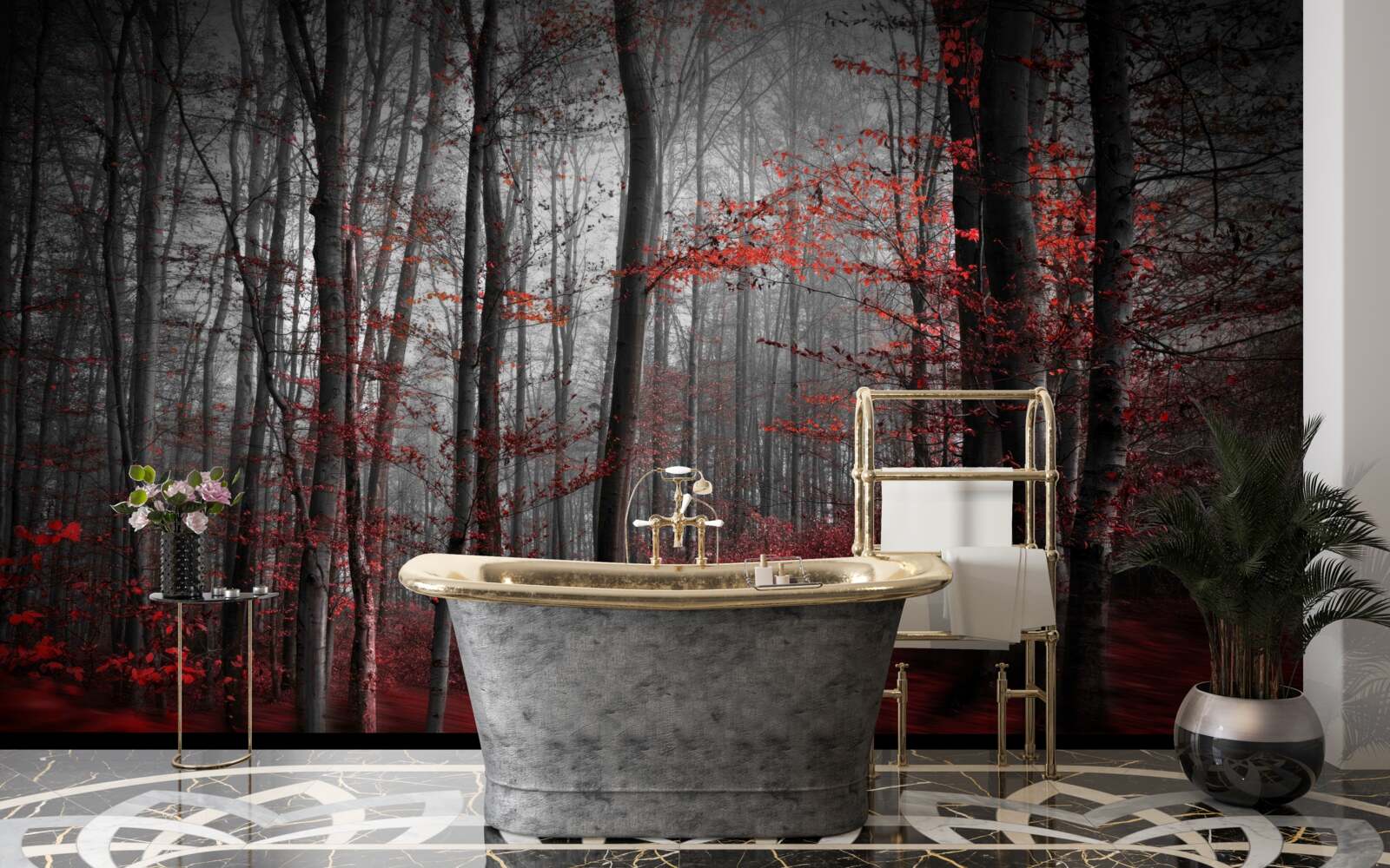 Фотошпалери осінній пейзаж під дощем