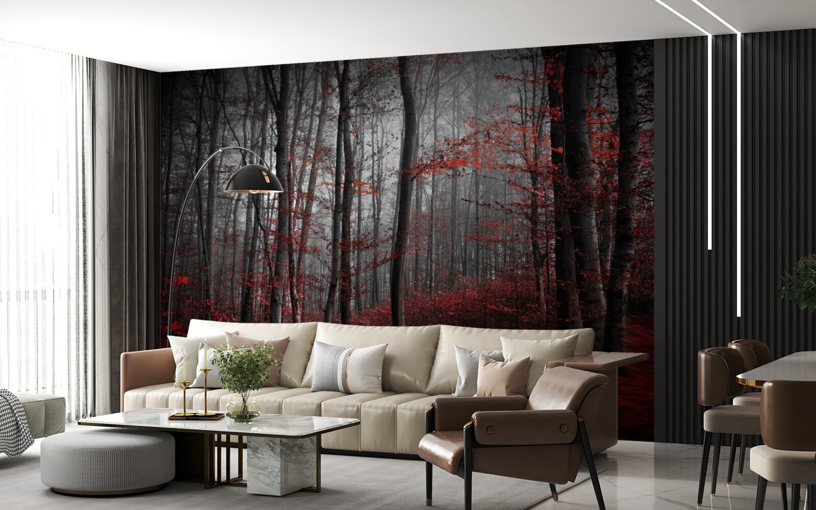 Фотошпалери осінній пейзаж під дощем