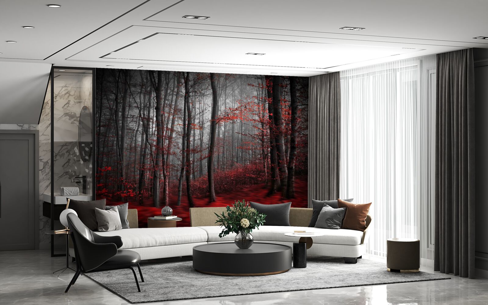 Фотошпалери осінній пейзаж під дощем