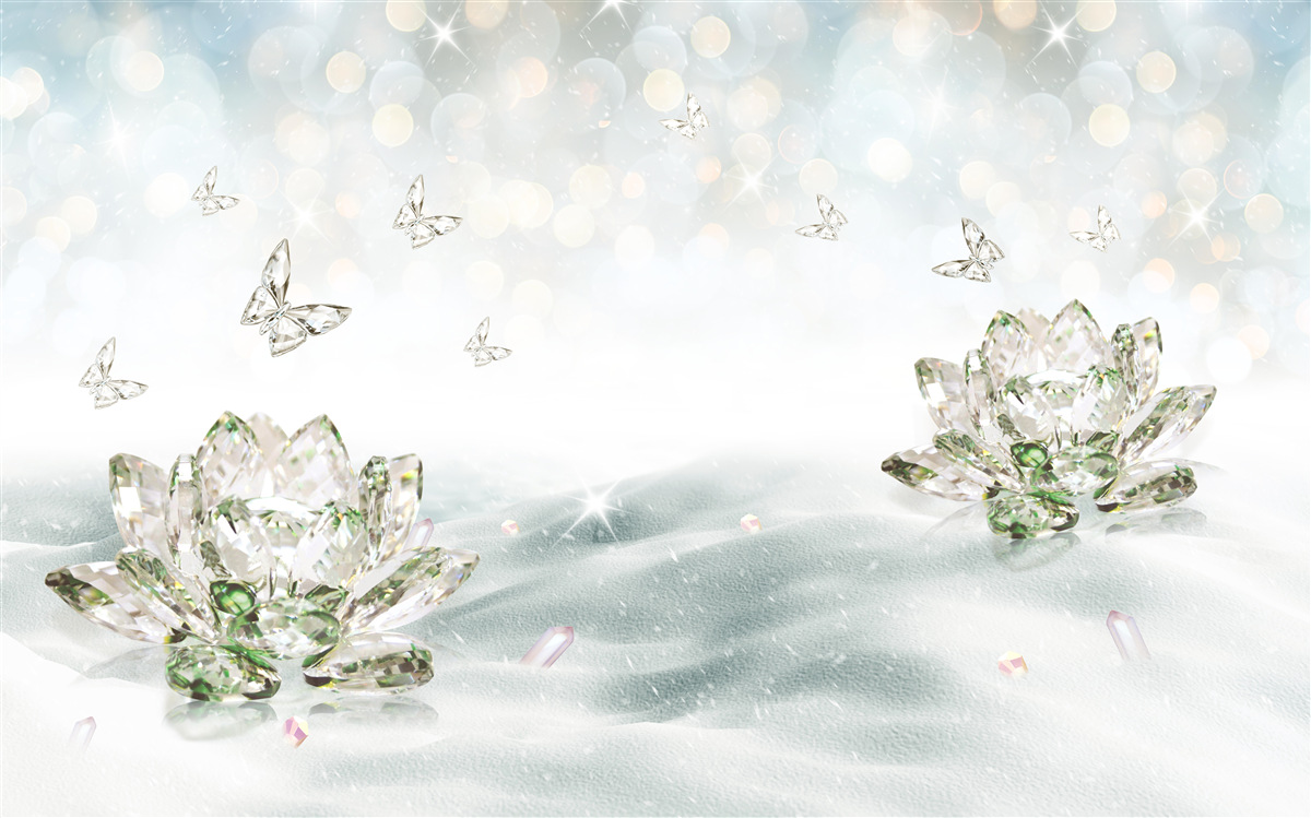 Фотошпалери квіти та метелики зі скла