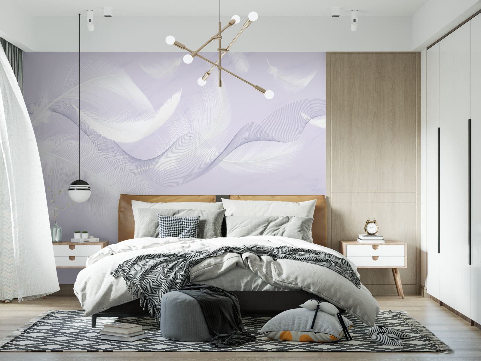 Фотошпалери Білосніжне, повітряне пір'я