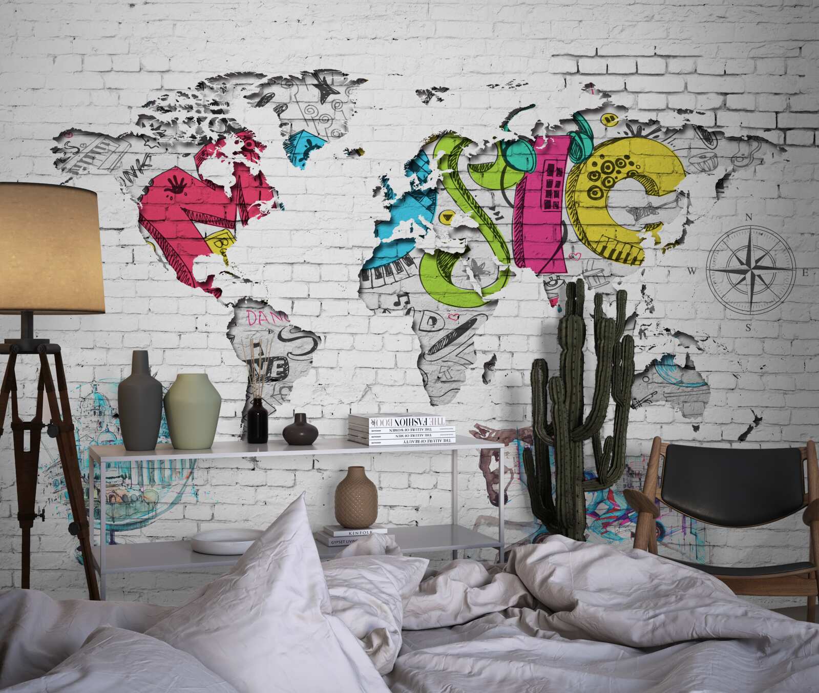 Фотошпалери графіті у вигляді карти світу