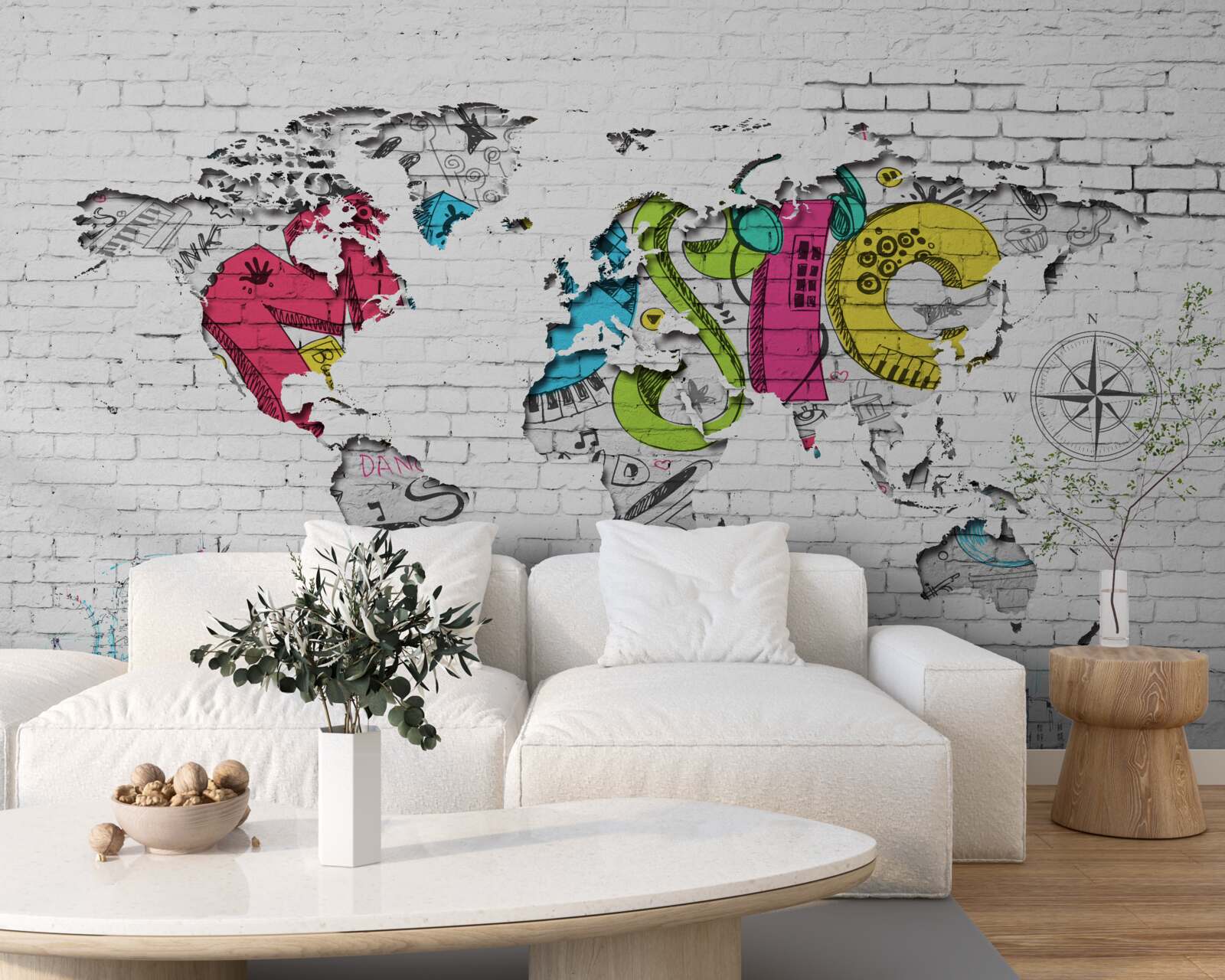 Фотошпалери графіті у вигляді карти світу