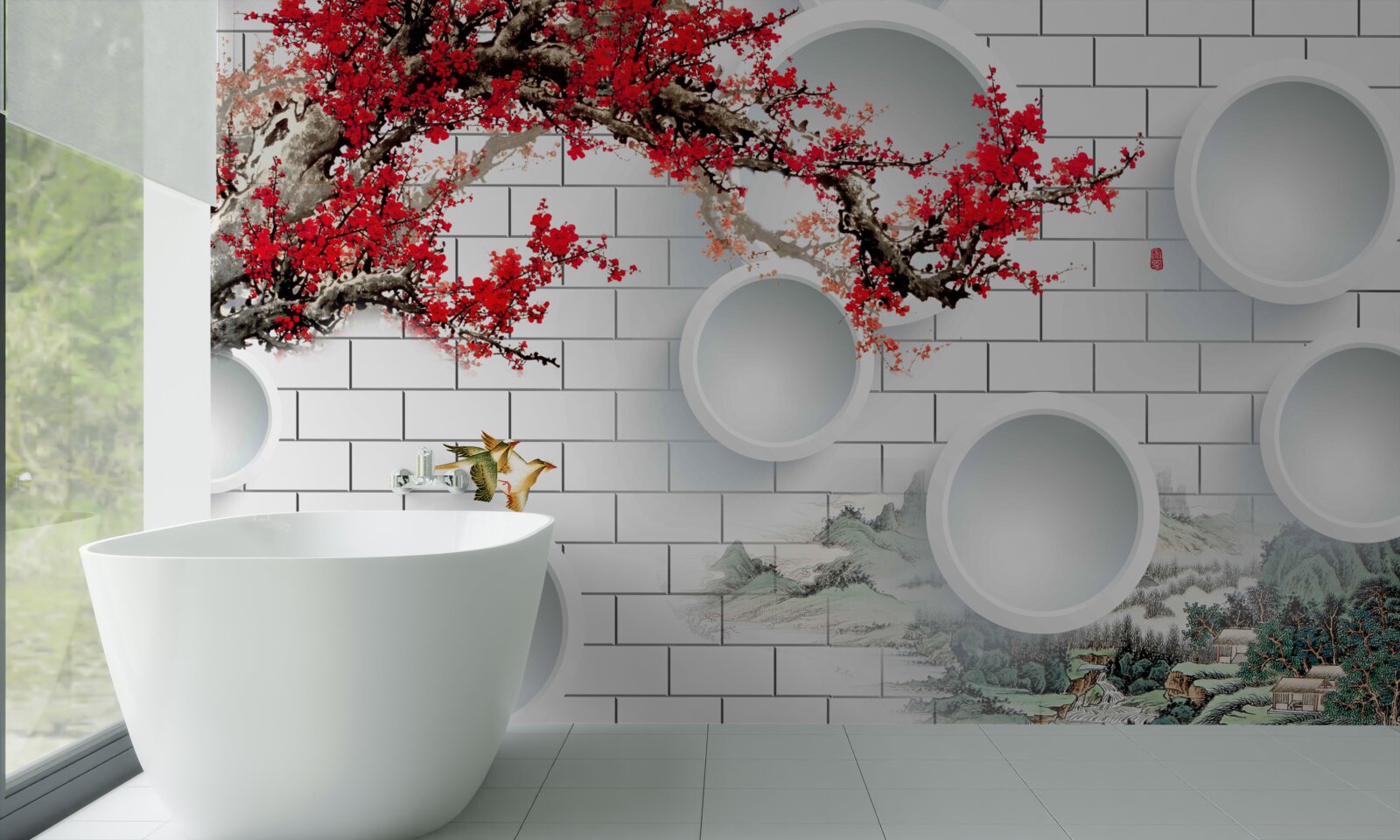 Фотошпалери кола в геометричному стилі та пейзажі