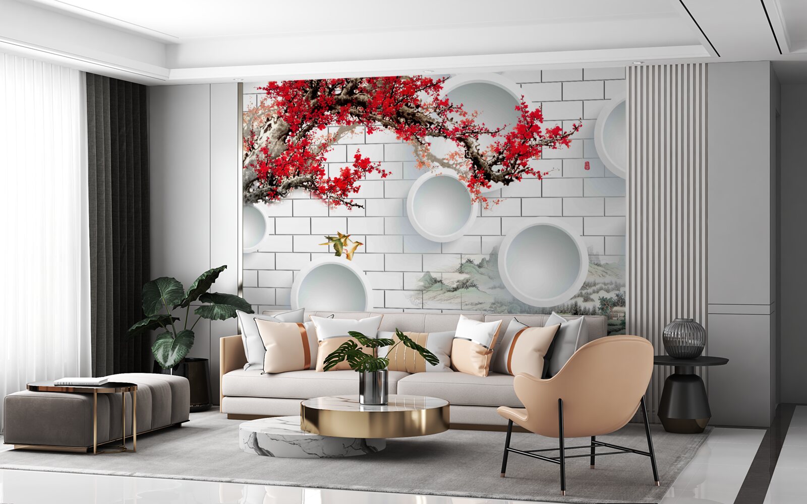 Фотошпалери кола в геометричному стилі та пейзажі