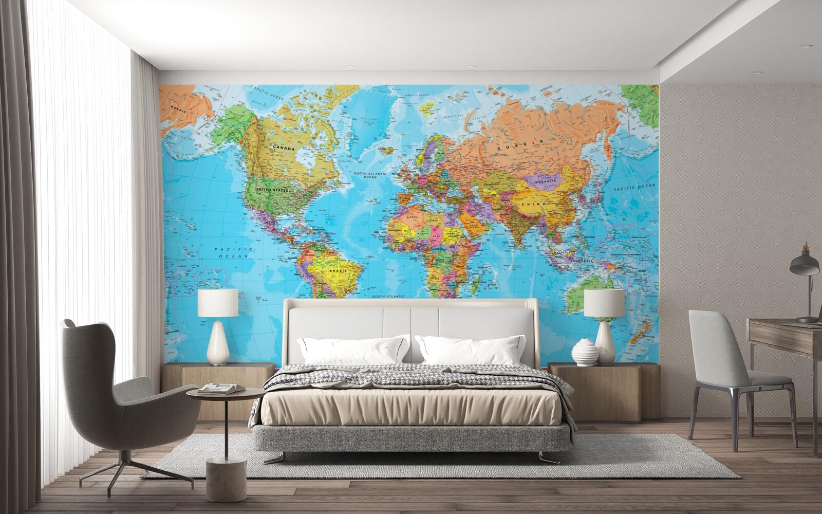 Фотошпалери карта світу з прапорами країн