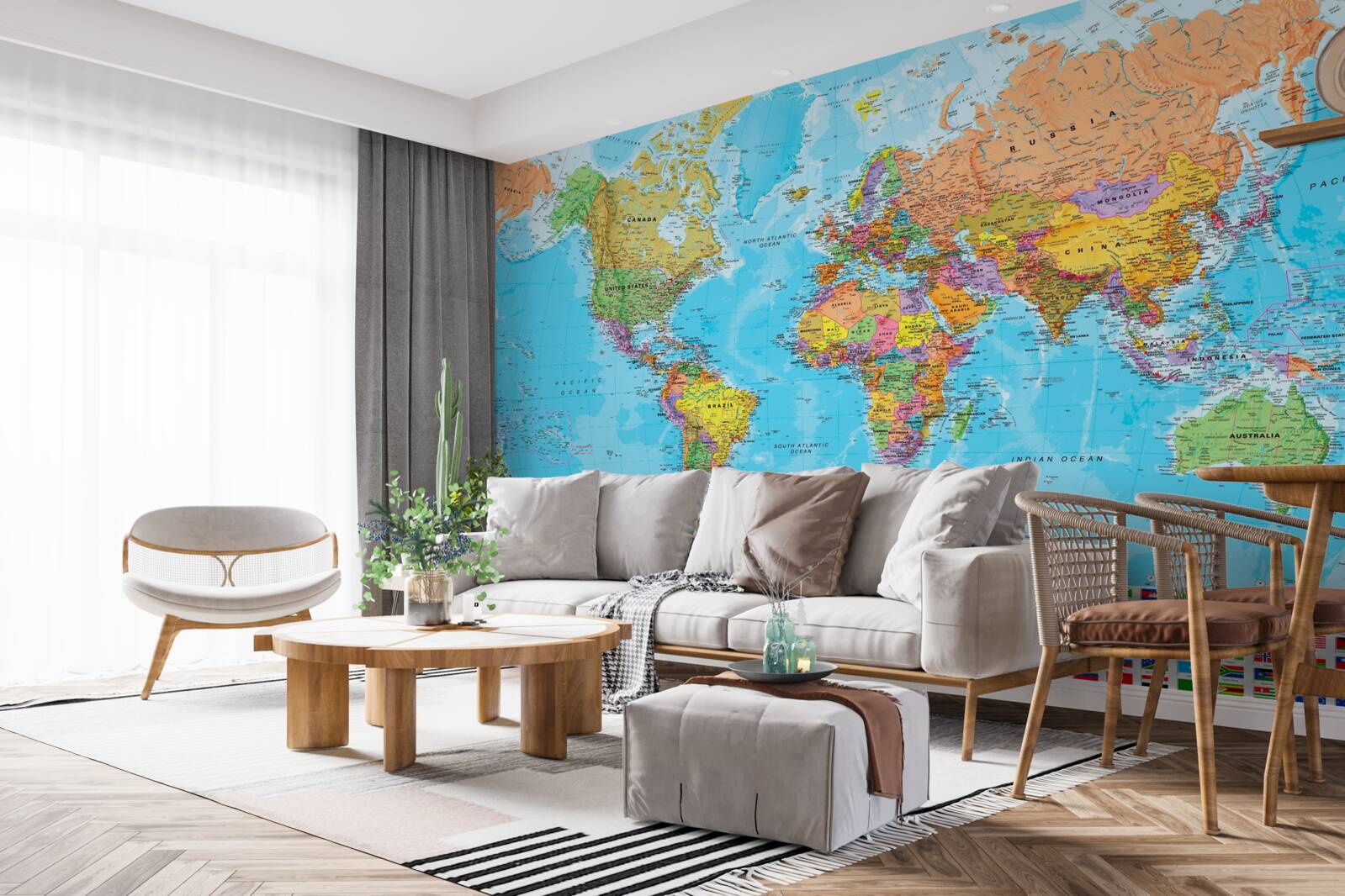 Фотошпалери карта світу з прапорами країн