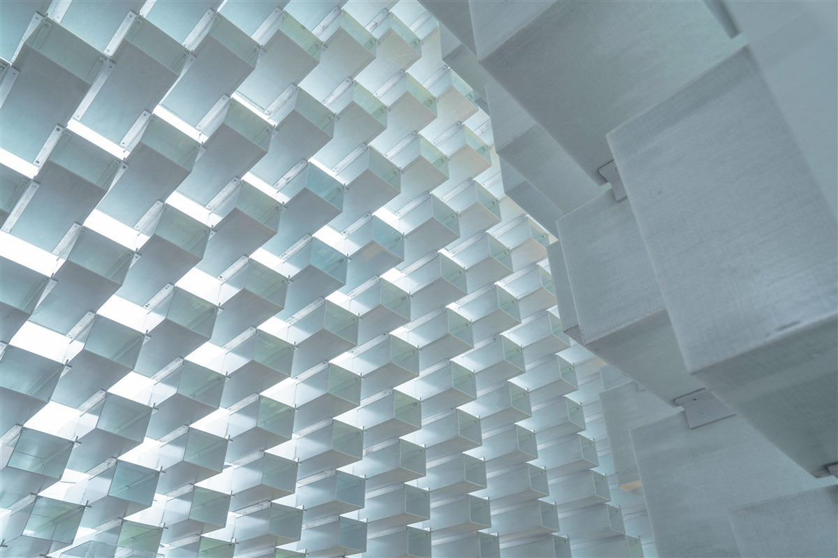 Фотошпалери Стіна з плаваючими прямокутниками в 3d