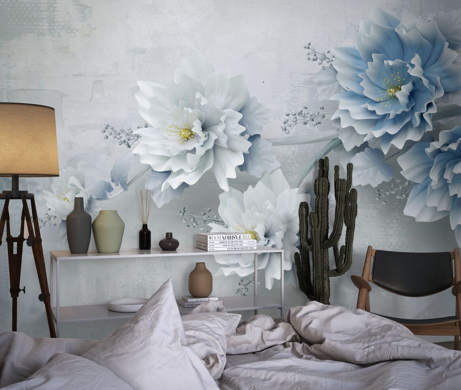 Фотошпалери сині квіти в похмурий день