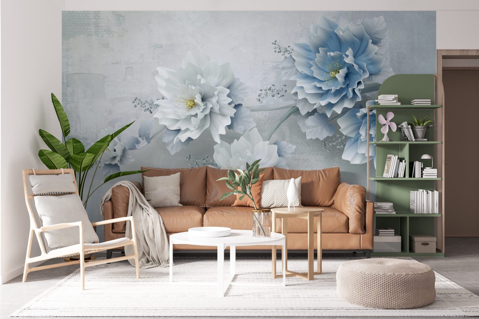 Фотошпалери сині квіти в похмурий день