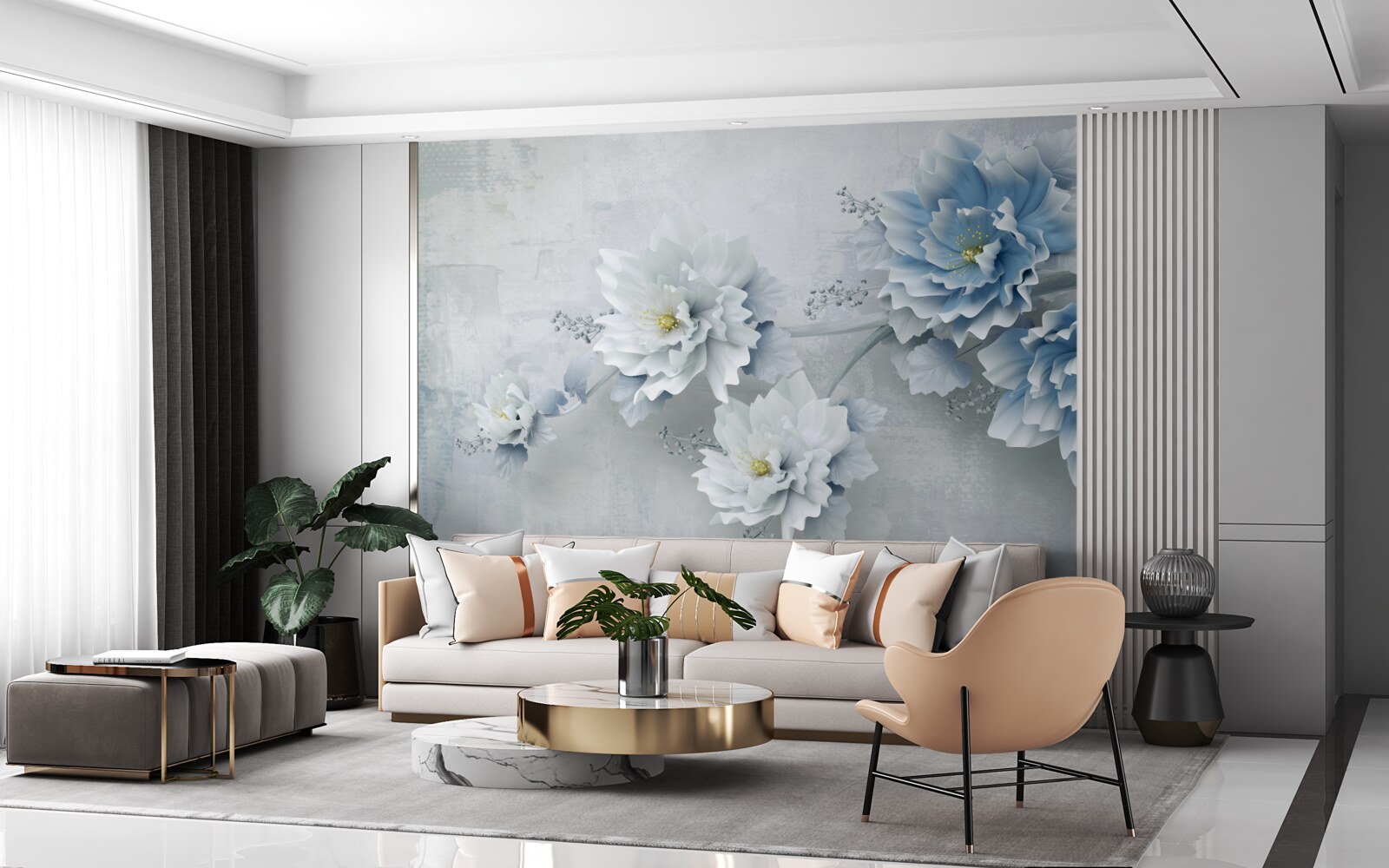 Фотошпалери сині квіти в похмурий день