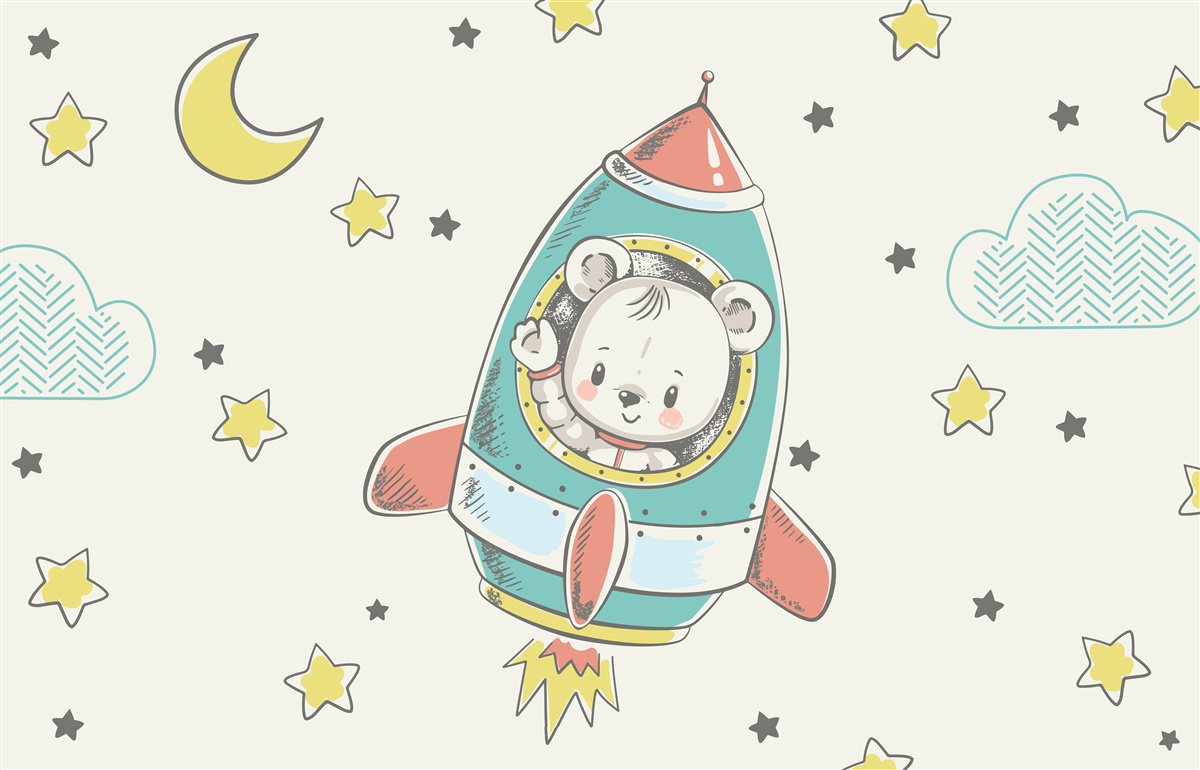 Фотошпалери молодий астронавт на космічному кораблі