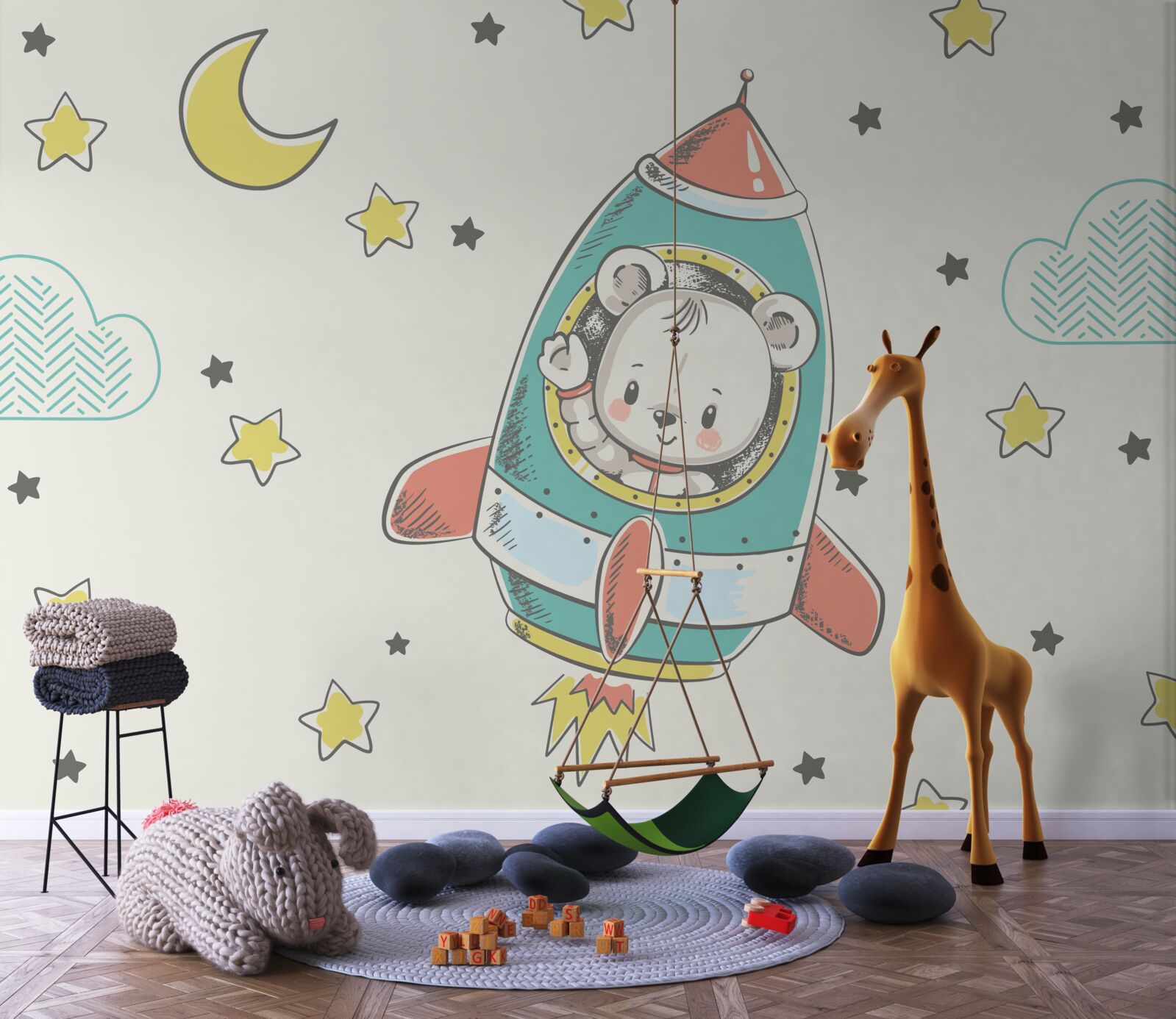 Фотошпалери молодий астронавт на космічному кораблі