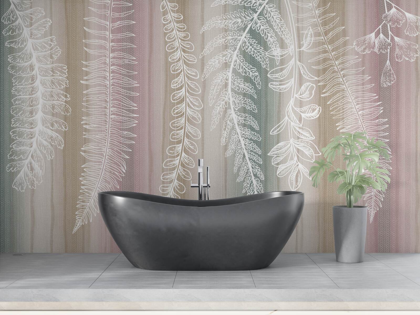 Фотошпалери листя біле з абстрактним візерунком