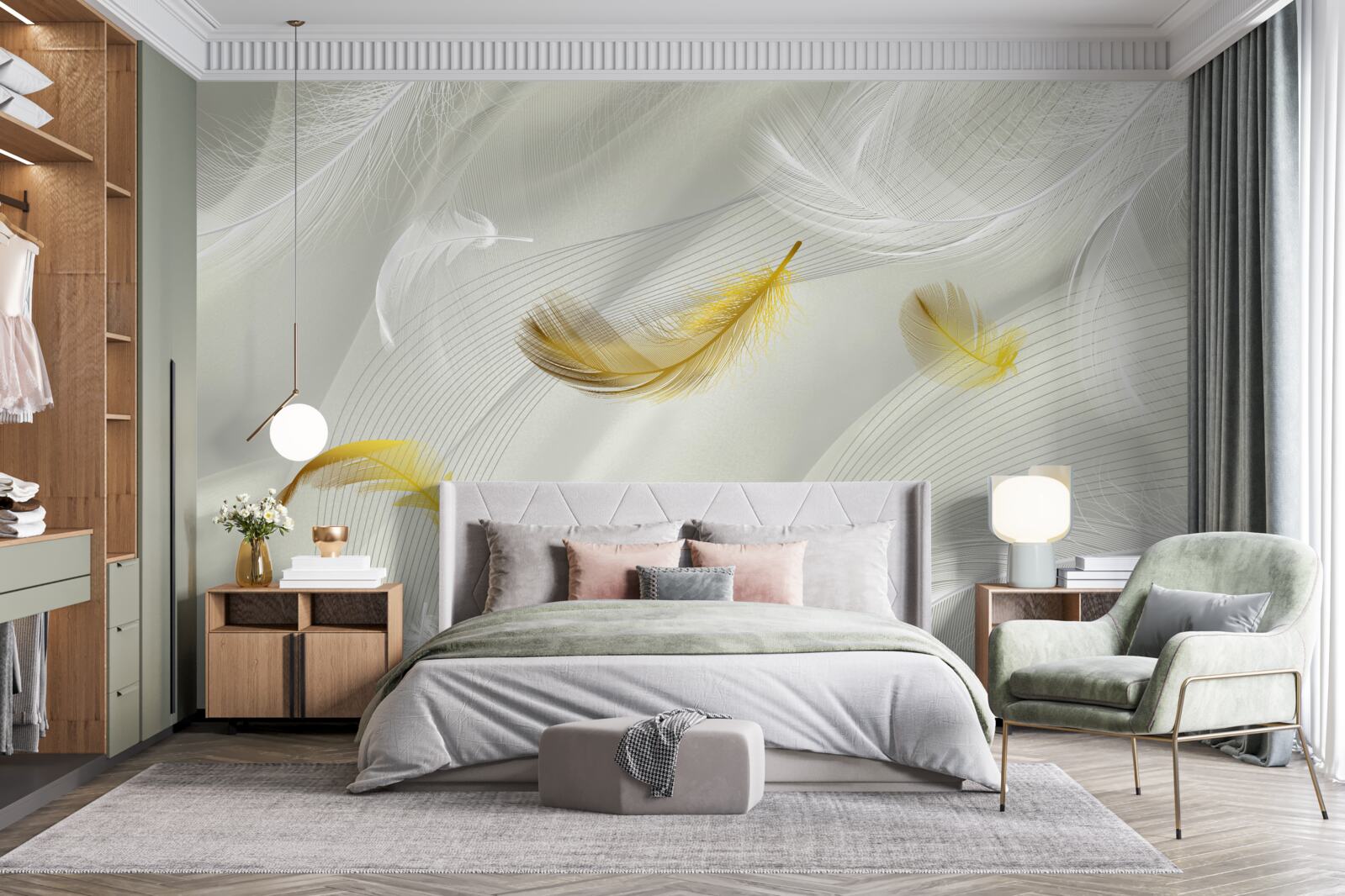 Фотошпалери золоті крила в польоті