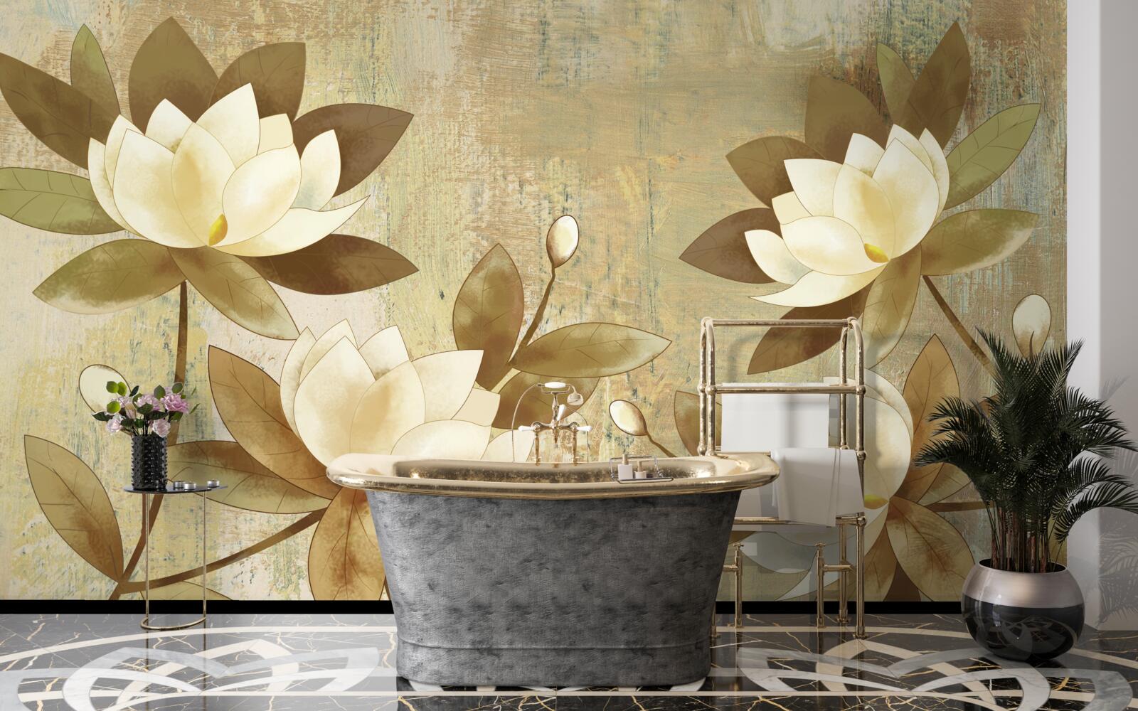 Фотошпалери акварельний живопис лотоса