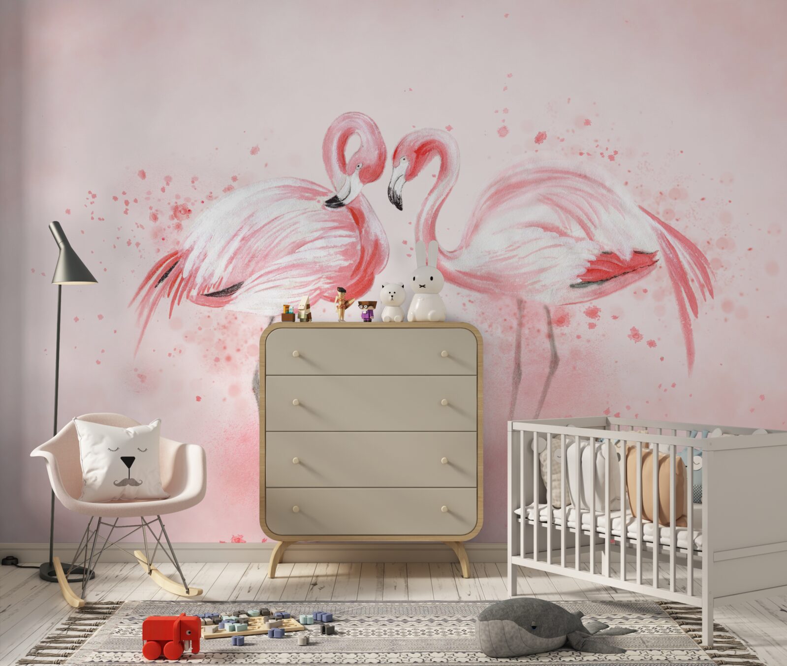 Фотошпалери два фламінго