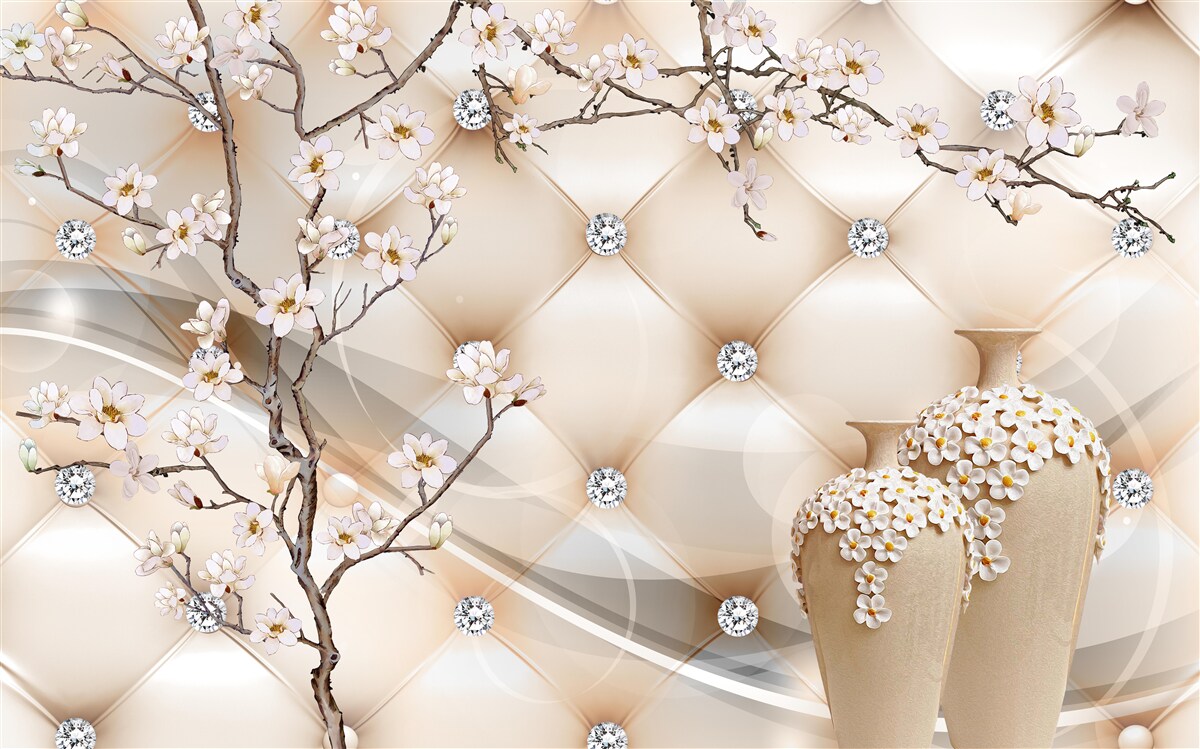 Фотошпалери текстура з гілкою та квітами