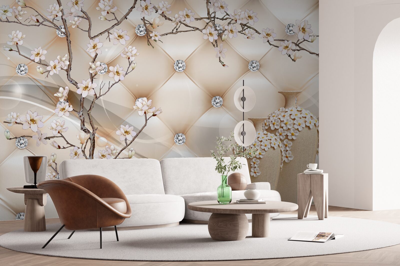 Фотошпалери текстура з гілкою та квітами