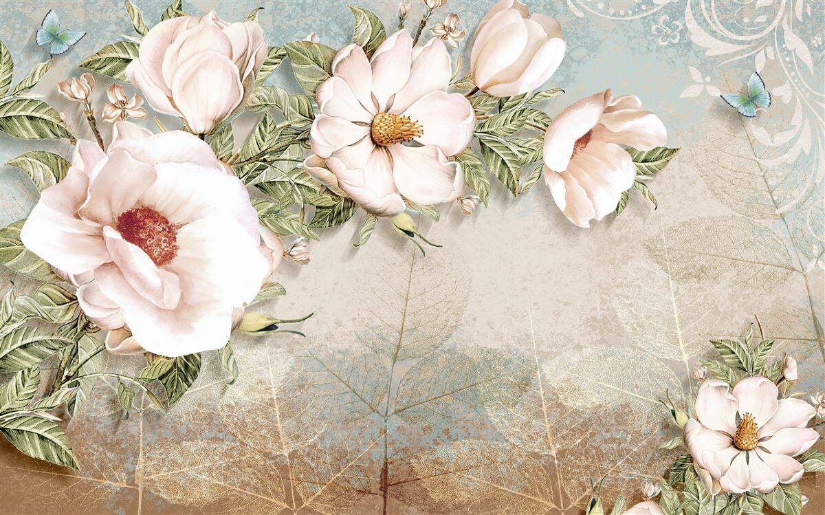 Фотошпалери яскраві квіткові бутони на абстрактному тлі