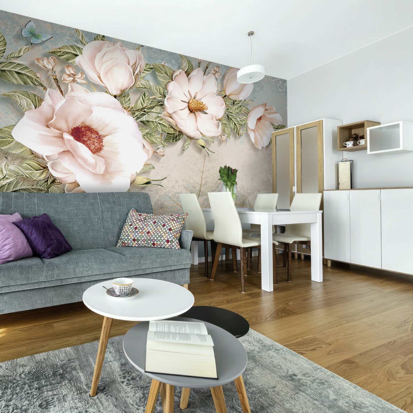 Фотошпалери яскраві квіткові бутони на абстрактному тлі