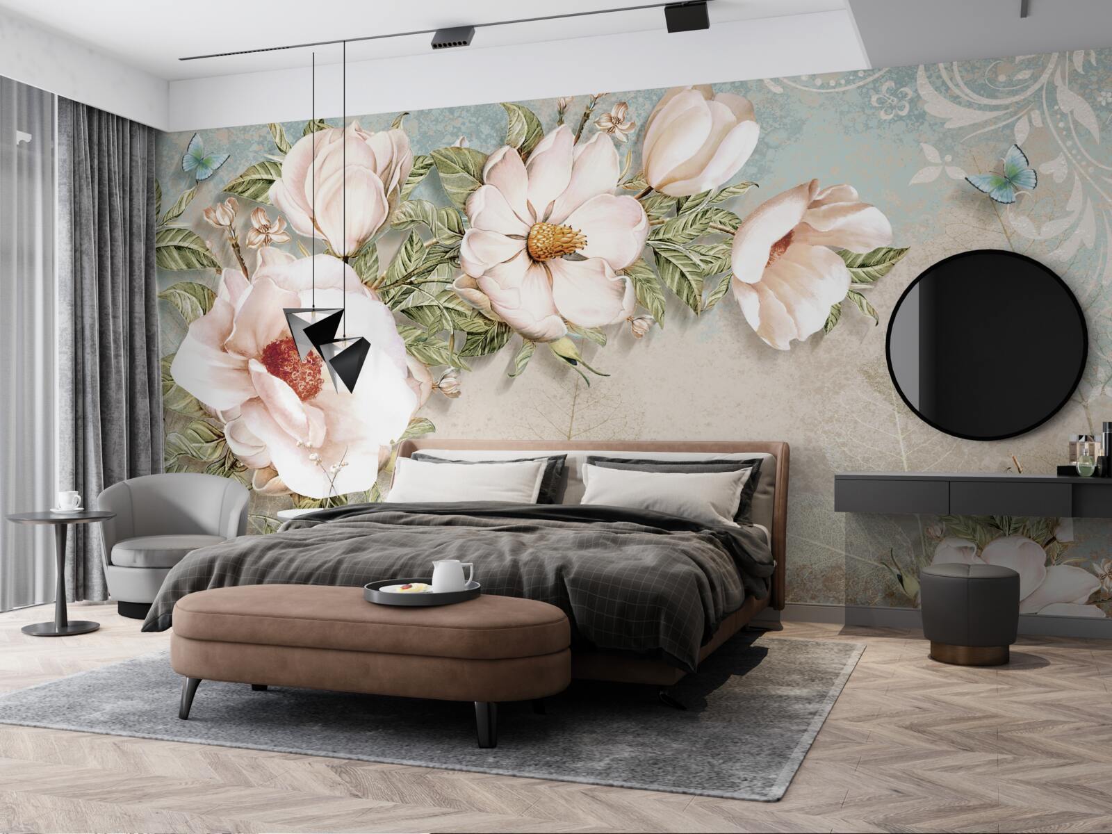 Фотошпалери яскраві квіткові бутони на абстрактному тлі