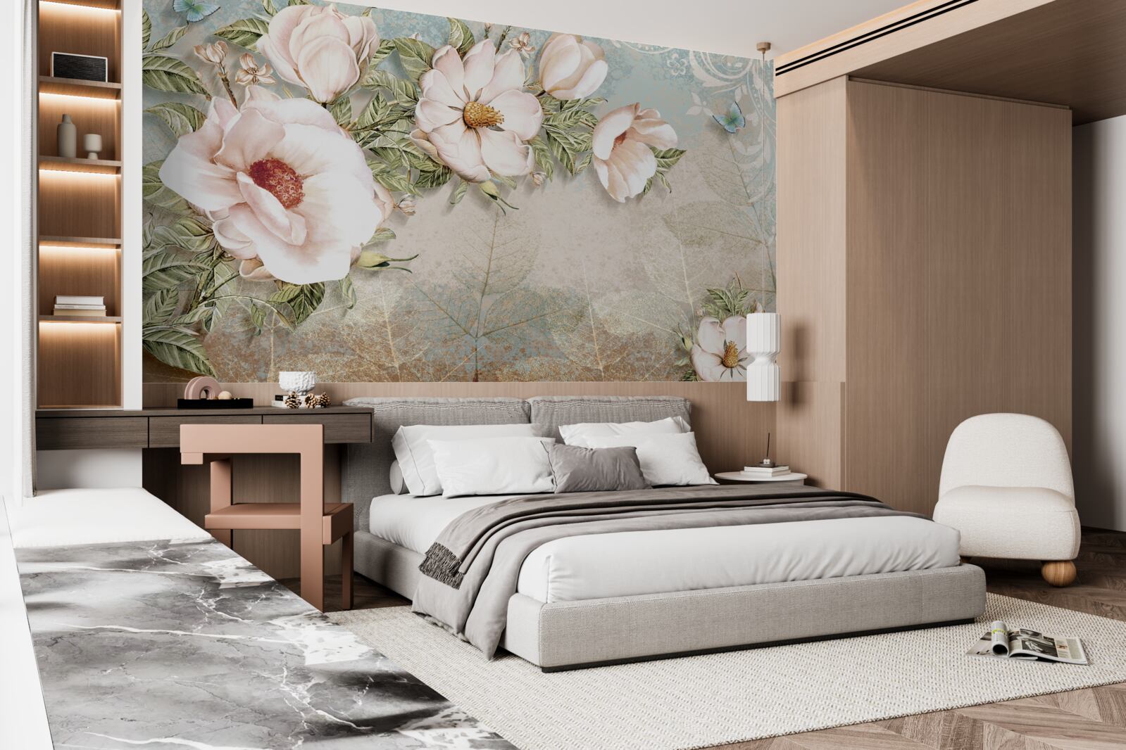 Фотошпалери яскраві квіткові бутони на абстрактному тлі