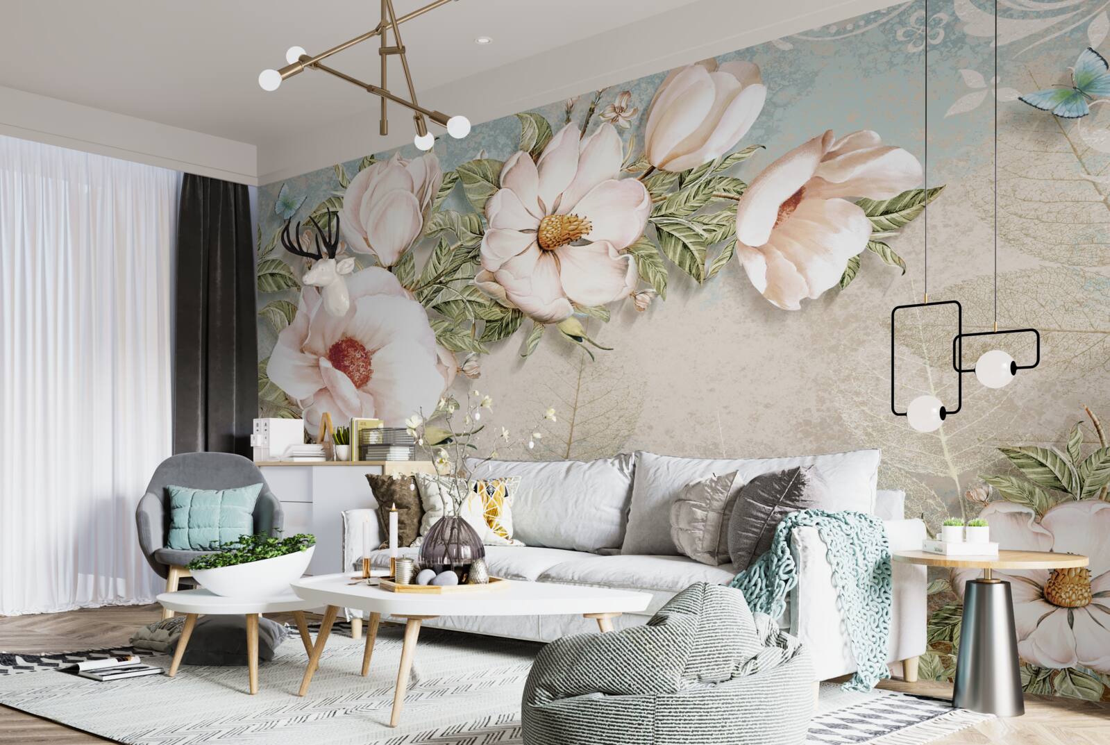 Фотошпалери яскраві квіткові бутони на абстрактному тлі