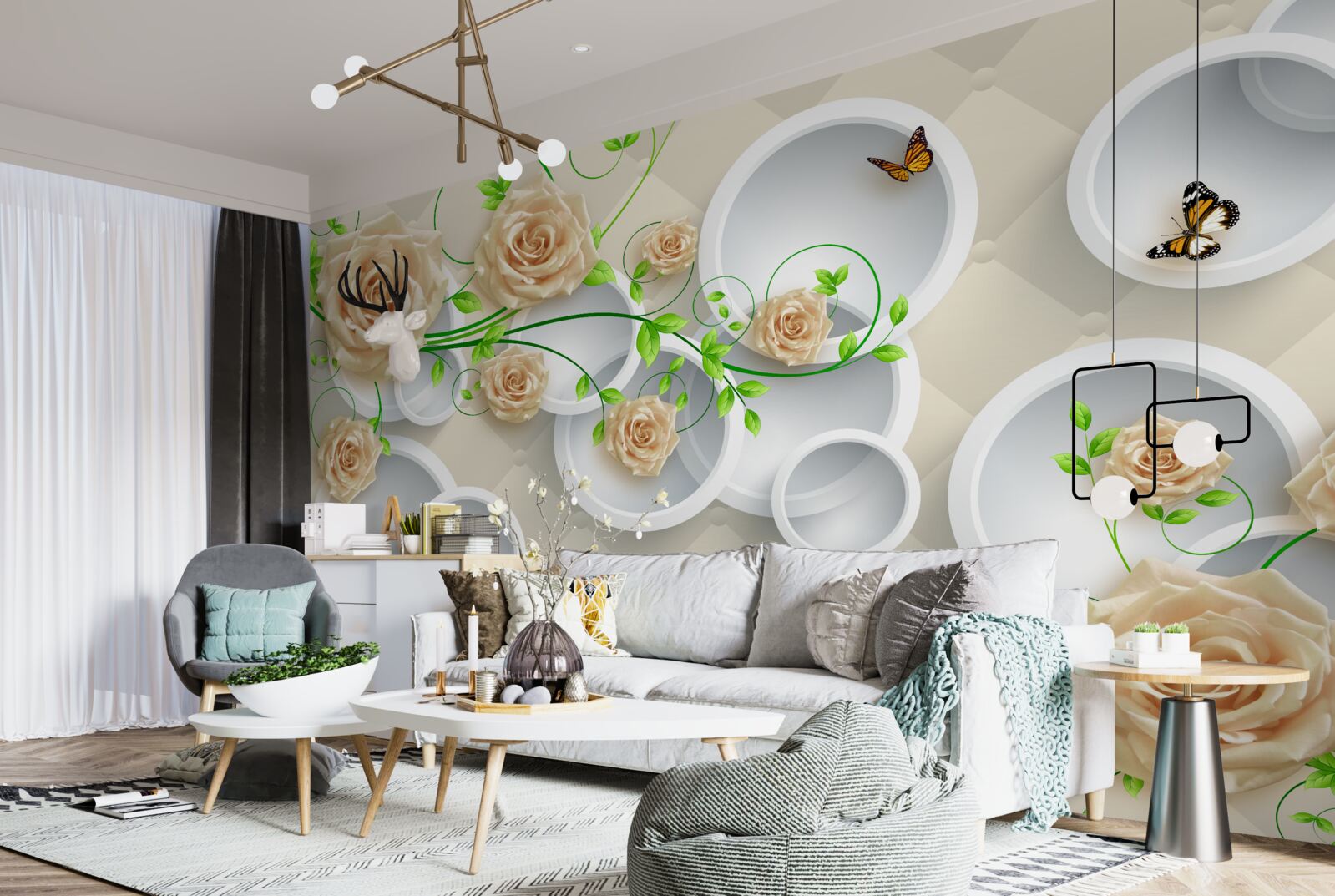 Фотошпалери кола з рожевим візерунком