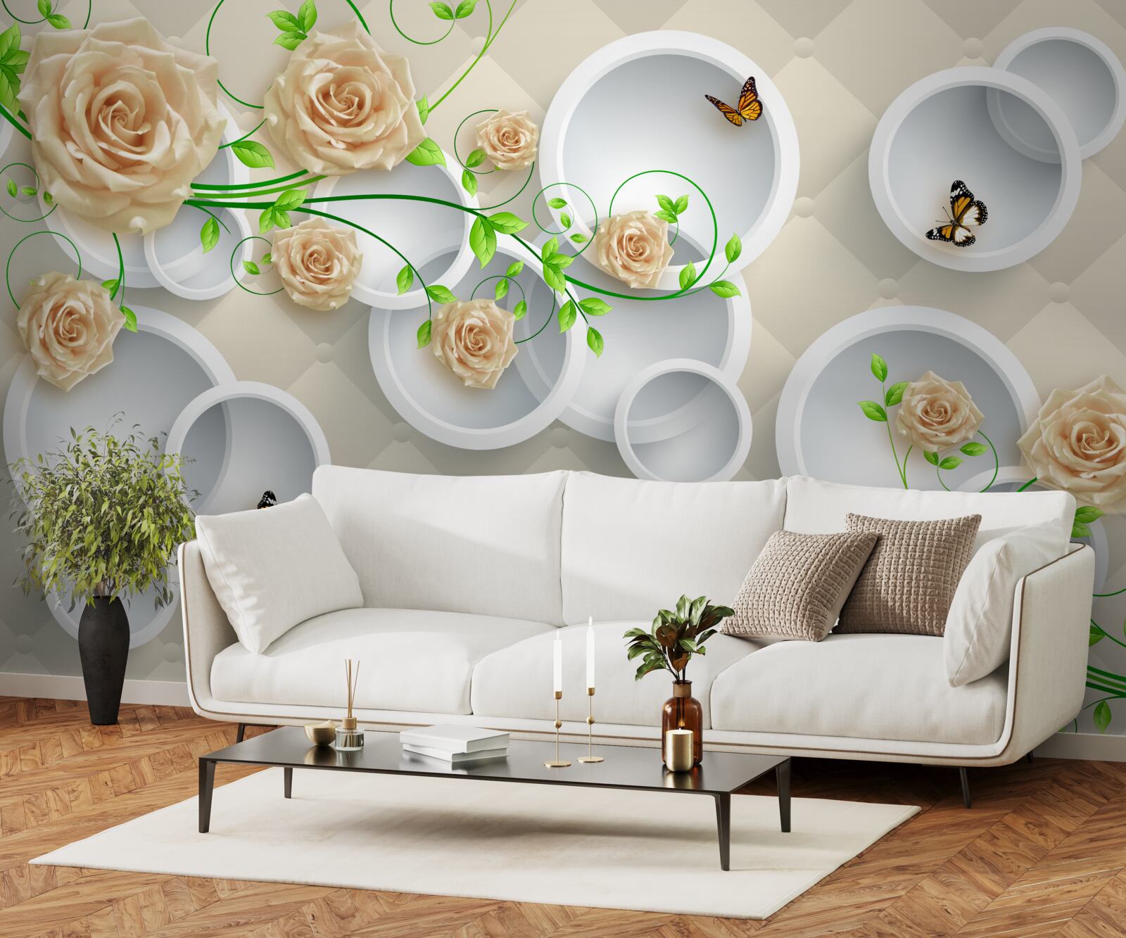 Фотошпалери кола з рожевим візерунком