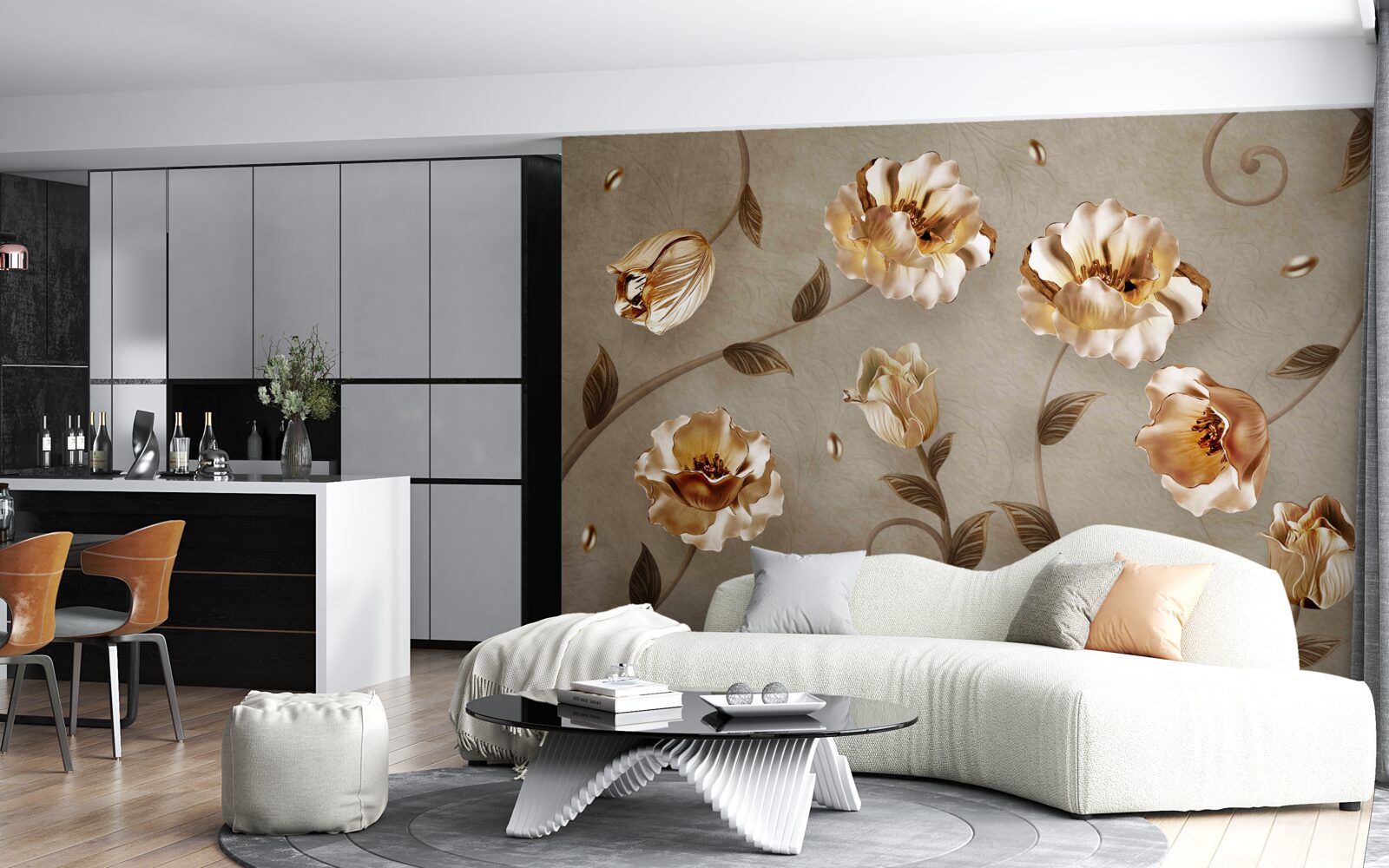 Фотошпалери квіти із золота