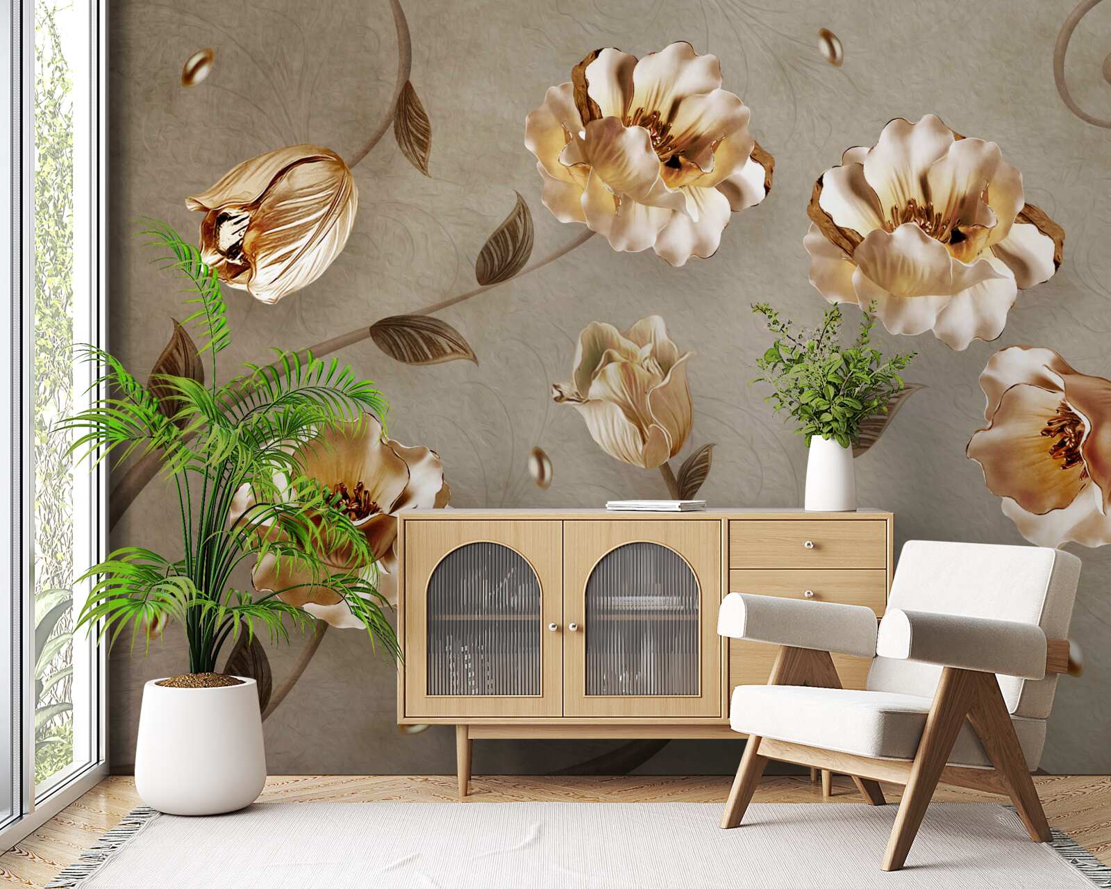 Фотошпалери квіти із золота