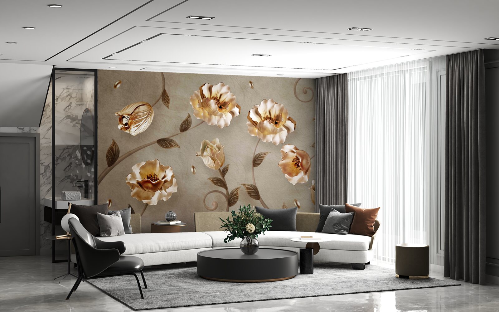 Фотошпалери квіти із золота