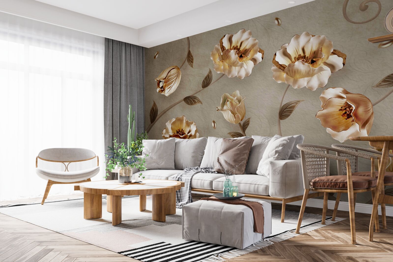 Фотошпалери квіти із золота